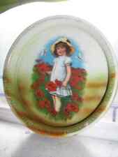Antique Child's Dish Victorian Girl with Flowers picture