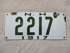 1917 New Hampshire Porcelain License Plate #2217 picture