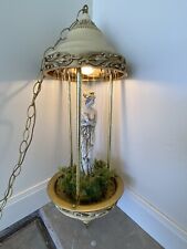 Vintage MCM Mid Century Modern Hanging Greek 3 goddess Statue Oil Swag Rain Lamp picture