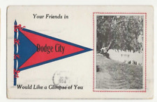 POSTMARK 1913 YOUR FRIENDS IN DODGE CITY POSTCARD LAKE VIEW picture
