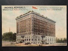 Postcard Springfield MA - c1900s Hotel Kimball - Pennant - Old Cars picture