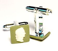 Genuine, Wedgwood Square Cameos On Silver Plated Cufflinks (Classic Profile) picture