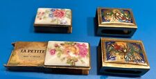 Vintage Lot of 4 Matchbox Covers Floral Porcelain China Enamel Mathbox Included picture