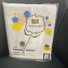 Sears Vintage Perma Prest Flat Sheet Twin Percale New Open Package picture