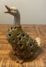 Ceramic Handcrafted reticulated Glazed Duck Decoy 11” Just Beautiful picture