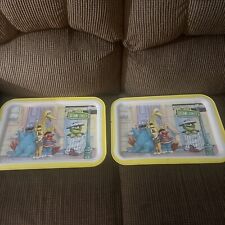 Vintage 1977 Sesame Street Muppets Inc Metal TV Lap Tray Collectible Set picture