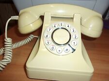 vtg HAC desk telephone phone tan yellow model 999 rotary push button picture