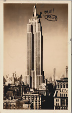 RPPC NYC 1945 Empire State Bldg Funny King Kong Drawing Camp Saginaw PA Address picture