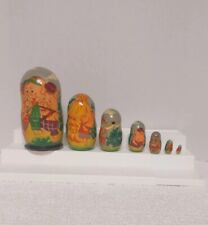 7 Russian Wood Nesting Dolls The Three Little Pigs Story 1999 signed picture