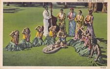 Hawaii, c 1941, Linen, When Territory, Hula Dancers with Poi Pounder, Unused, VG picture