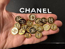 LOT OF 10 Vintage CHANEL Gold color Metal Button CC Logo in Silver High Relief picture