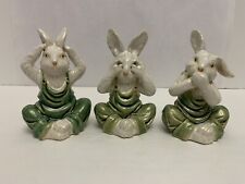 Vintage See, Hear, Speak No Evil Bunnies, Rabbit Figurines 1970s Farmhouse Decor picture