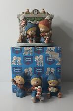 Vintage Enesco Country Cousins Music Box White Christmas Figurines picture