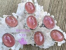 Wholesale Lot 7 Pcs Natural Strawberry Quartz White Bronze Rings Crystal Healing picture