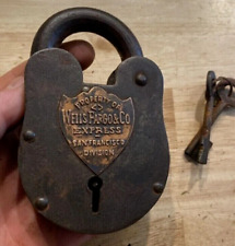 Antique Brass Logo Property Of wells Fargo Padlock 5'' Antique Finished picture