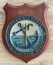 USN Navy metal plate Wood plaque Service Force US Atlantic Fleet picture
