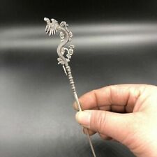 Chinese Old Tibetan silver Copper hand carved Dragon hairpin Statues picture