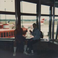 Vintage Polaroid Photo People Airport TWA Airplane Jetliner Found Art Snapshot picture