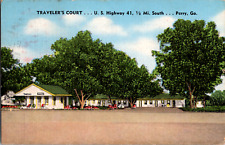 Vintage 1940's Traveler's Court Motel Private Baths Perry Georgia GA Postcard  picture