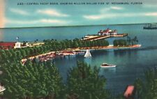 Postcard FL St. Petersburg Central Yacht Basin & Pier Linen Vintage PC e9912 picture
