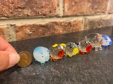 Lot Of 6 Adorable Tiny Miniature Hand Blown Art Glass Pig Figurines- See Pics picture