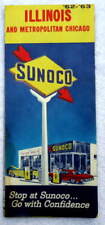 1962-63 SUNOCO SUN OIL HIGHWAY TRAVEL ROAD MAP ILLINOIS & CHICAGO #2 picture