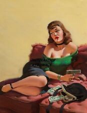 1952 Sexy Bad Girl Femme Fatale Cigarette Smoking 8.5x11 Pinup Print Gun Trouble picture