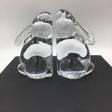 Vtg Silvestri Clear Glass Bunny Rabbit Bookends Figurines Paperweights Pair (2) picture