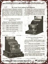 1919 St. Louis Total Adding Cash Register Metal Sign 9x12