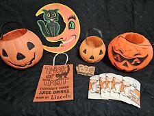 Vintage Halloween Lot Pumpkin Pails Bags Cat Beistle picture