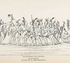 1885 Slave Dance Ceremony Sac and Fox Indians Engraving Catlin Native American picture