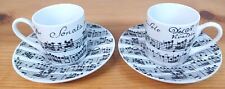 Konitz Germany 2 Small Coffee Cup Saucer Sonata C Minor Oboe Basso Continuo Set picture