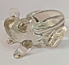 Vintage Unique Glass Paperweight FROG FIGURINE Paper Weight CLEAR picture