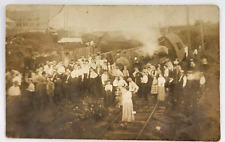 Railroad Train Wreck Large Crowd Damage Antique RPPC Real Photo Postcard History picture