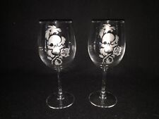 Skull Hand Etched (with a Dremel) Wine Glasses picture