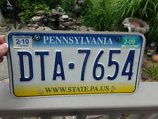 EXPIRED 2010 Pennsylvania License Plate DTA-7654 picture