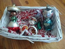 Vintage Mercury Glass Subrero Girl,Geisha, Gherkin Indented Ornaments (Lot of 6) picture
