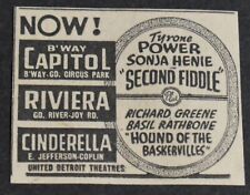 1939 Print Ad Michigan Detroit Capitol Riviera Cinderella Theatre Sonja Henie picture