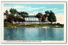 1925 View At The Outlet Lake Cobbosseecontee Augusta Maine ME Vintage Postcard picture