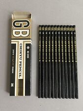 12 Japanese Vintage Pencil Chikyu G&B 9400 H NOS Gold & Black picture