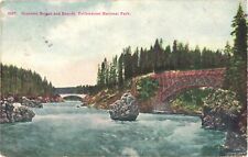 Wyoming Concrete Bridge and Rapids Yellowstone National Park Postcard picture
