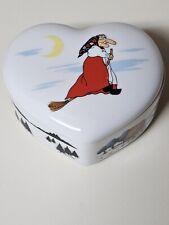 Takahashi Vintage Halloween Kitchen Witch Flying Over Houses Trinket Box  picture