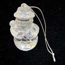 Vintage Resin Christmas Clear Snowman Glitter Ornament 2.5”T 1.5”W picture