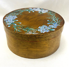 Vintage Hand Painted ‘Forget-Me-Nots’ Wooden Box Floral Trinket Box picture