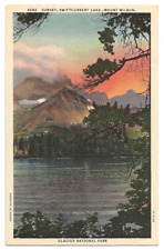 Glacier National Park Montana c1930's sunset, Swiftcurrent Lake, Mount Wilbur picture