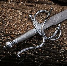 Marvelous Handmade Damascus Steel Medieval / Rapier Sword With Leather Sheath. picture