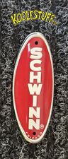  Genuine Schwinn Approved Bicycle Head Badge/Name Plate * RED w/ White MADE USA picture