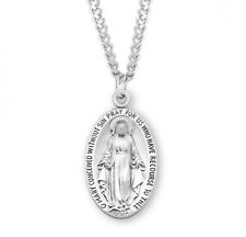 N.G. Sterling Silver Miraculous Medal Pendant on 24 Inch Necklace Chain picture