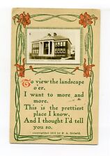 Stow MA 1914 postcard, poem with small photo, Union School picture