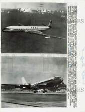 1958 Press Photo Comet IV plane on flight & Boeing 707 jetliner during take off picture